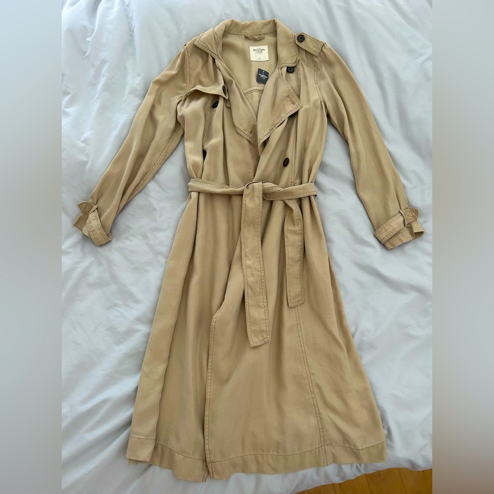 Abercrombie & Fitch Long Trench Coat Double Breasted NWT